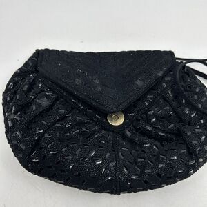 Vintage SHARIF Suede Rhinestone Clasp Clutch Shoulder Bag